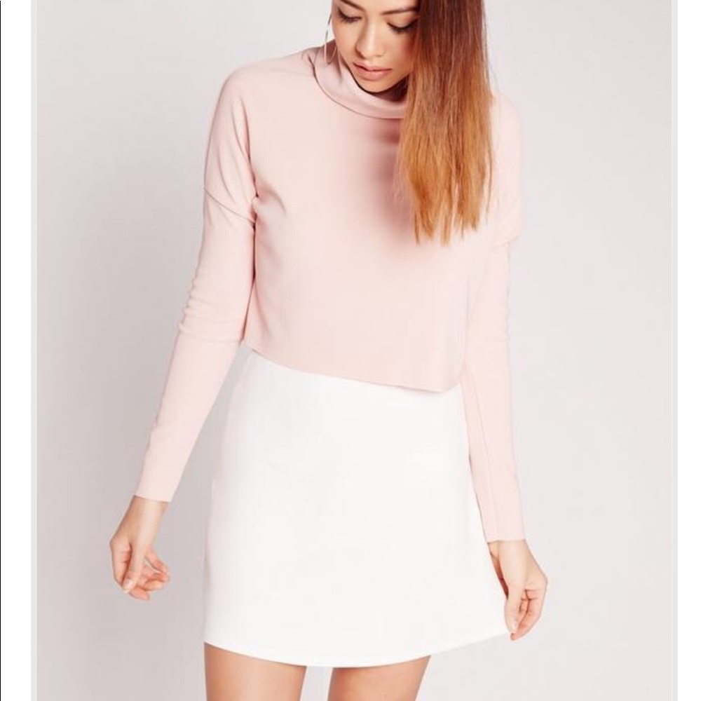 Misguided scuba a-line mini white skirt